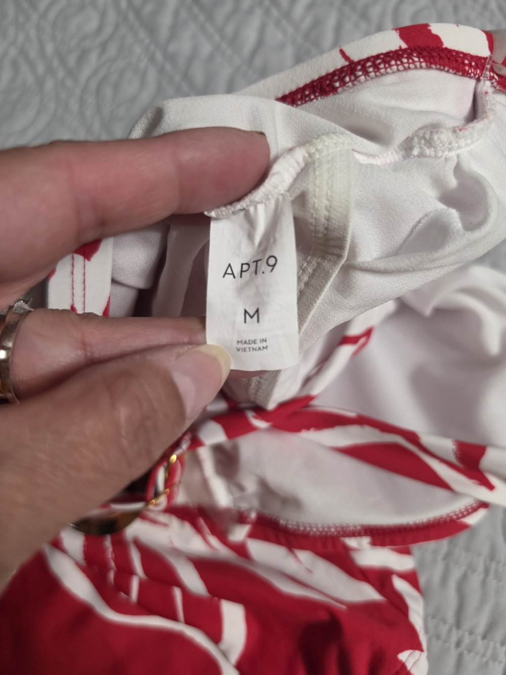 Apt. 9 Red & White Tropical Ring-Front One-Piece Swimsuit - Picture 5 of 5